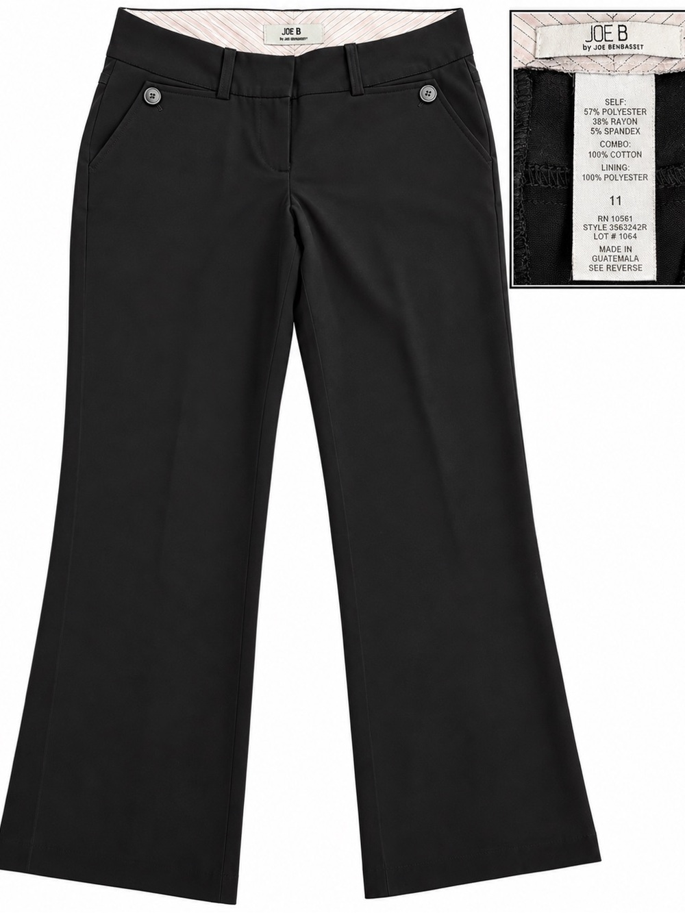 Joe B Women’s Black Low Rise Wide-Leg Ponte Trousers, size 11